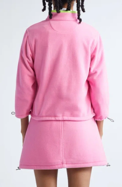 Sandy Liang Lilbean Polar Fleece Quarter Zip Pullover In Pink