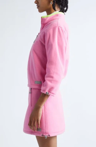 Sandy Liang Lilbean Polar Fleece Quarter Zip Pullover In Pink