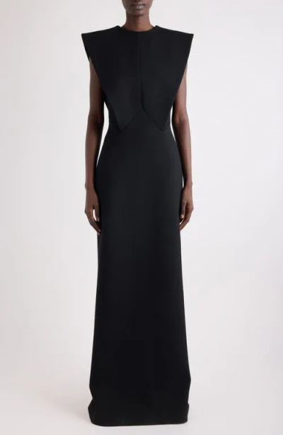 Givenchy Structured Wool Blend Crepe Evening Gown In Black