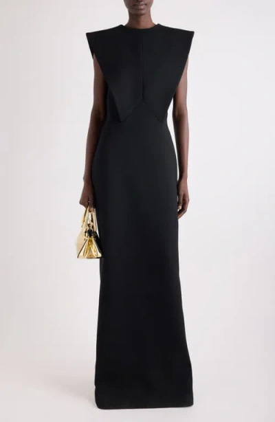 Givenchy Structured Wool Blend Crepe Evening Gown In Black