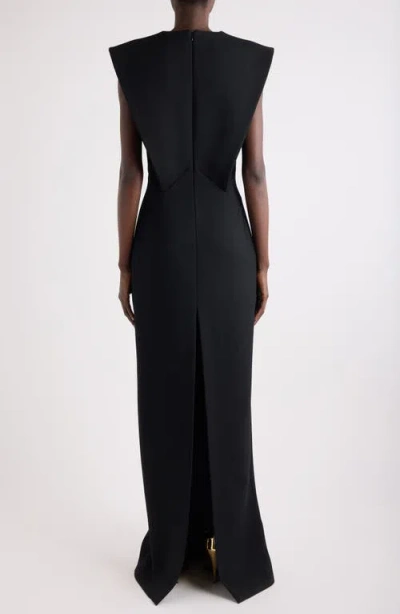 Givenchy Structured Wool Blend Crepe Evening Gown In Black