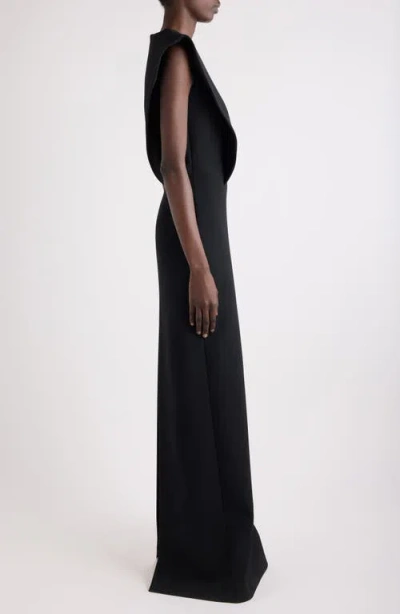 Givenchy Structured Wool Blend Crepe Evening Gown In Black