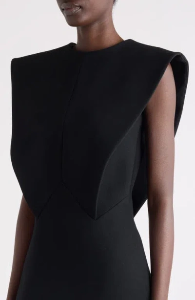 Givenchy Structured Wool Blend Crepe Evening Gown In Black