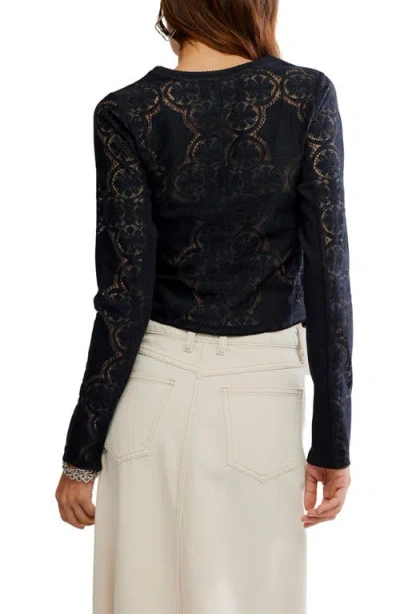 Free People Jae Knit Long Sleeve Shirt In Black In Multi