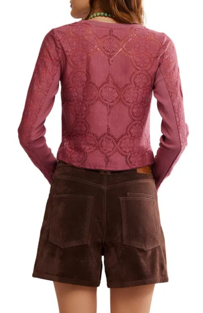 Free People Jae Knit Long Sleeve Top In Crushed Berry In Burgundy