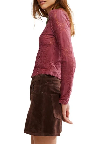 Free People Jae Knit Long Sleeve Top In Crushed Berry In Burgundy