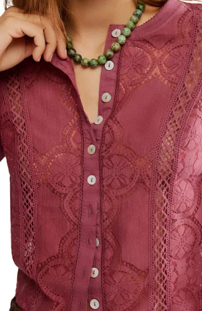 Free People Jae Knit Long Sleeve Top In Crushed Berry In Burgundy