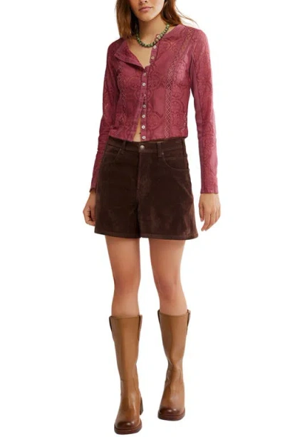 Free People Jae Knit Long Sleeve Top In Crushed Berry In Burgundy
