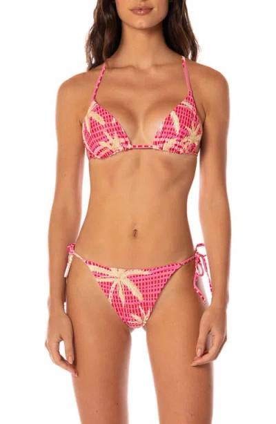 Maaji Palm Excel Sunning Reversible Bikini Bottoms In Pink