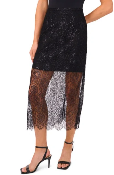 Cece Women's Midi Lace Ruffle Skirt In Black