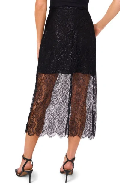Cece Women's Midi Lace Ruffle Skirt In Black