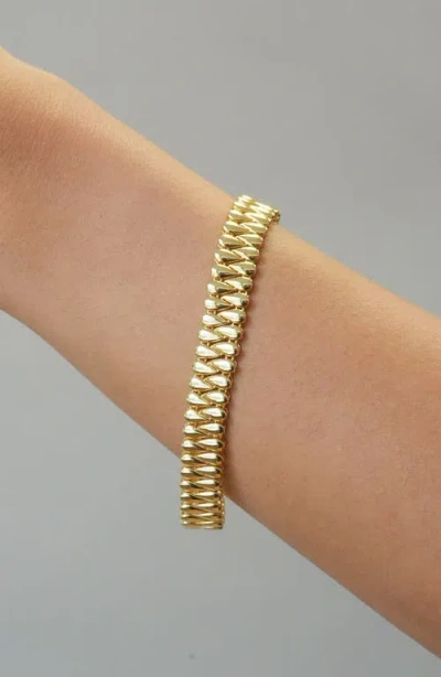 Argento Vivo Sterling Silver Gp Pointed Link Bracelet In Gold