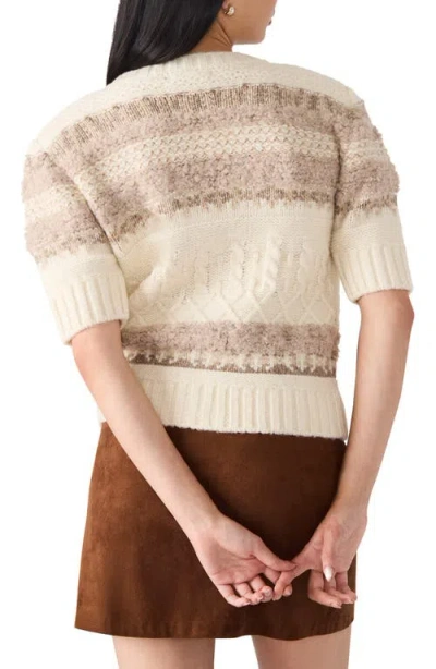 Steve Madden Janae Stripe Short Sleeve Cardigan In Black