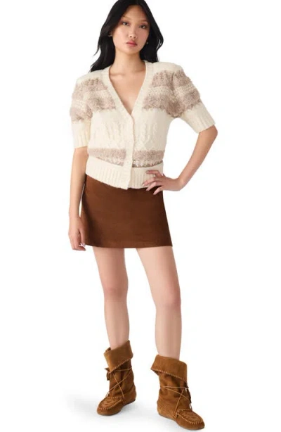 Steve Madden Janae Stripe Short Sleeve Cardigan In Black