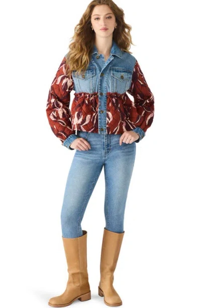 Steve Madden Caddie Quilted Denim Jacket In Multi