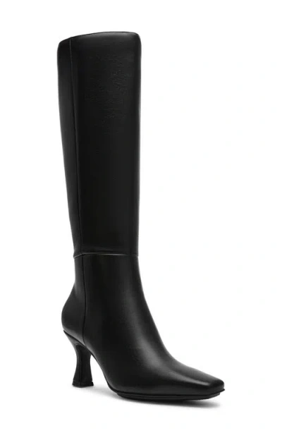 Anne Klein Womens Perfektion Wide Calf Snip Toe Knee High Boots In Black