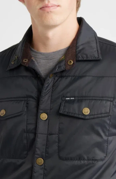 Dark Seas Machinist Quilted Snap-up Shirt Jacket In Black