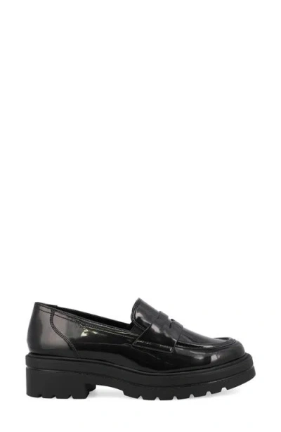 Mia Nelcy Womens Patent Slip On Loafers In Black
