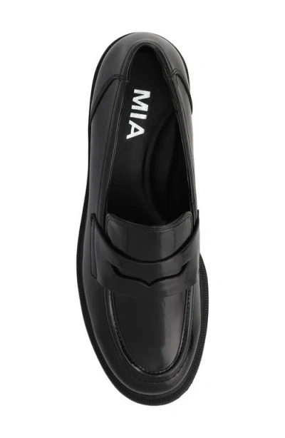 Mia Nelcy Womens Patent Slip On Loafers In Black