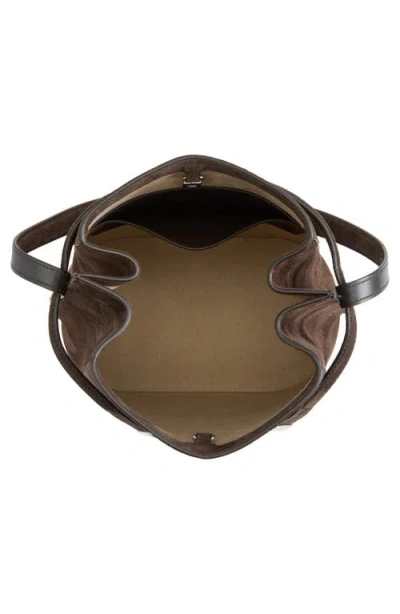 Totême Toteme Belted Suede Leather Bucket Bag In Brown