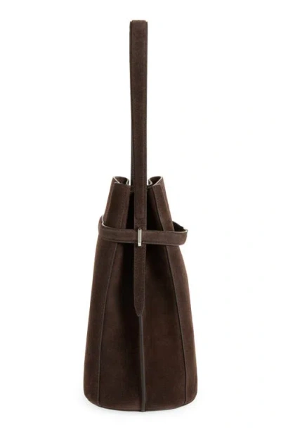 Totême Toteme Belted Suede Leather Bucket Bag In Brown