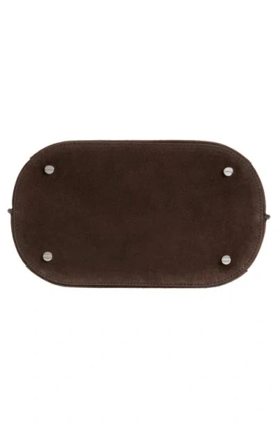 Totême Toteme Belted Suede Leather Bucket Bag In Brown