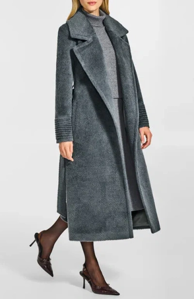 Sentaler Bouclé Wool & Alpaca Blend Wrap Coat In Black