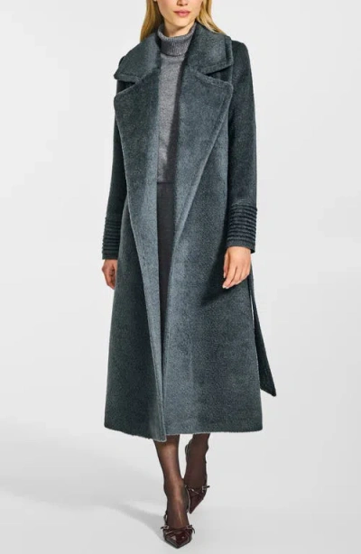 Sentaler Bouclé Wool & Alpaca Blend Wrap Coat In Black