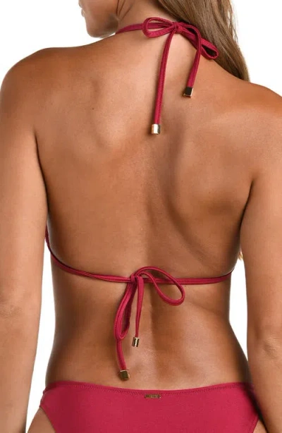 L'agence Annabelle Lace Solids Triangle Bra Bikini Top In Burgundy