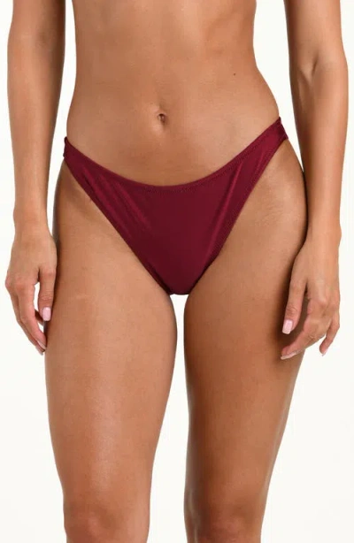 L'agence Jean Shimmer Scoop Front Bikini Bottom In Burgundy