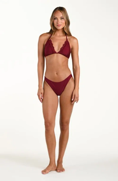 L'agence Jean Shimmer Scoop Front Bikini Bottom In Burgundy