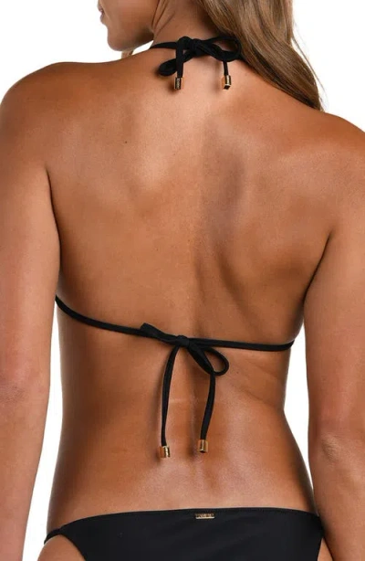 L'agence Kristin Solid Triangle Slider Bra Bikini Top In Black