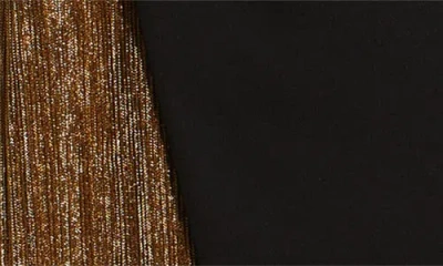 Black Halo Marigold One-shoulder Metallic Mixed Media Stretch Crepe Gown In Multi