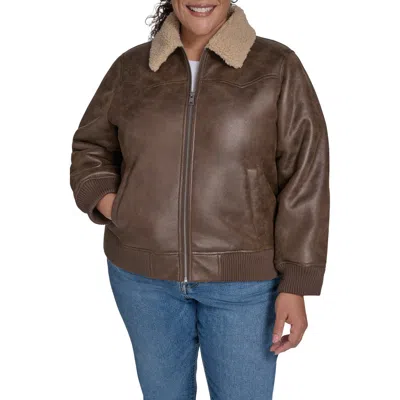 Levi's Plus Size Long Sleeves Western Bomber Jacket In Brown