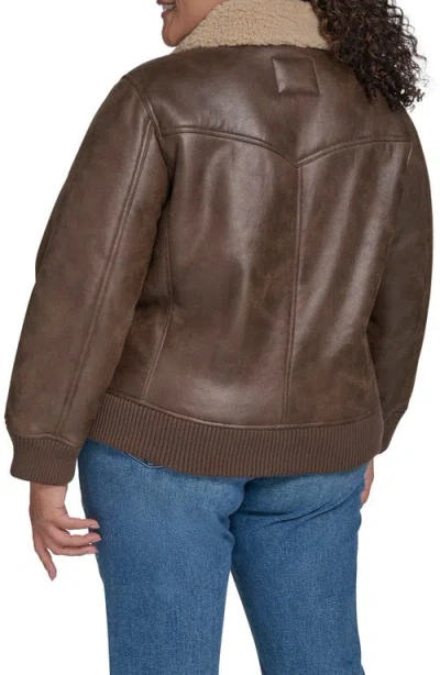 Levi's Plus Size Long Sleeves Western Bomber Jacket In Brown