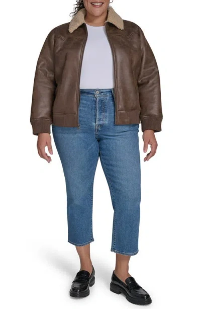 Levi's Plus Size Long Sleeves Western Bomber Jacket In Brown
