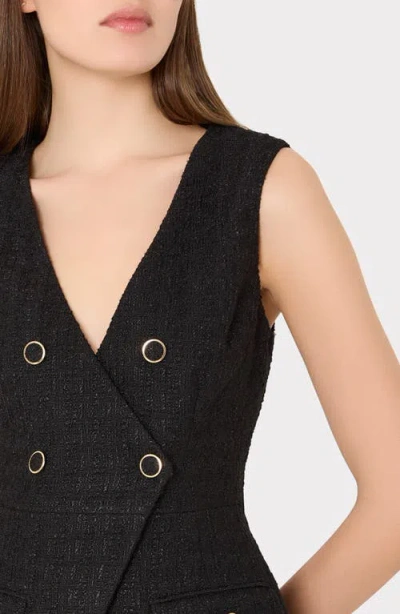 Milly Boucle Mixed Media Mini Dress In Black