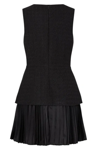 Milly Boucle Mixed Media Mini Dress In Black