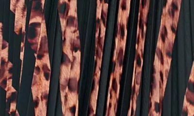 Milly Otha Leopard Print Stripe Pleated Skirt In Multi