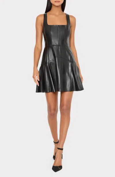 Milly Vegan Leather Mini Dress In Black