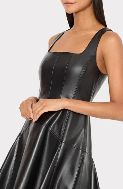 Milly Vegan Leather Mini Dress In Black