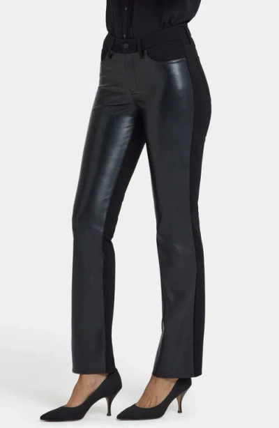 Nydj Marilyn Faux Leather High Rise Straight Jeans In Black In Black
