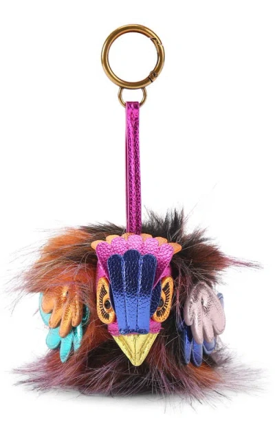 Kurt Geiger London Pompom Bird Bag Charm In Multi