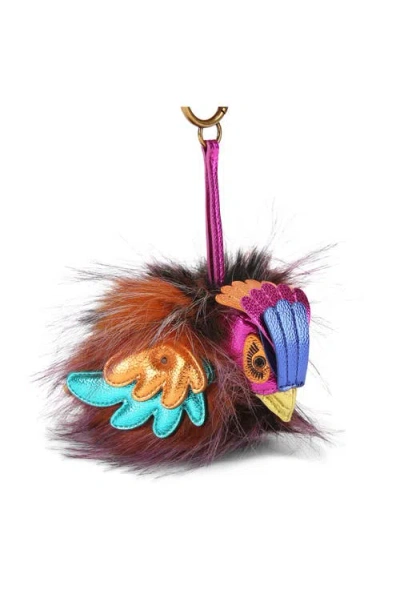 Kurt Geiger London Pompom Bird Bag Charm In Multi