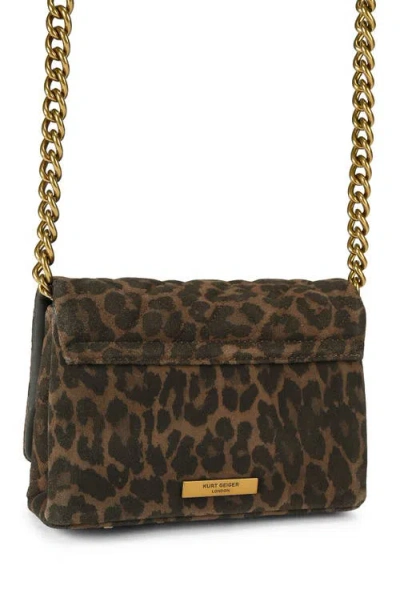 Kurt Geiger Womens Dk.brn Com Mini Kensington Kurt Leopard Suede Cross-body Bag In Brown