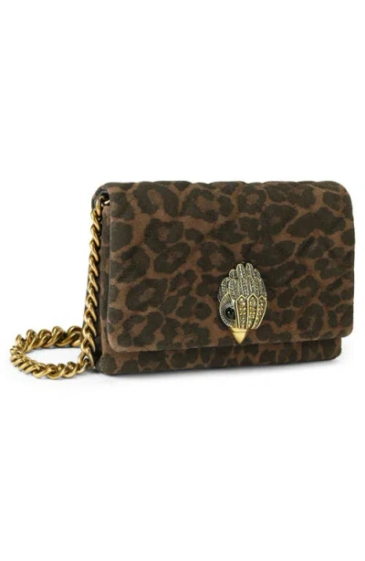 Kurt Geiger Womens Dk.brn Com Mini Kensington Kurt Leopard Suede Cross-body Bag In Brown