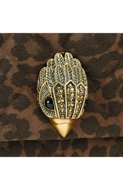 Kurt Geiger Womens Dk.brn Com Mini Kensington Kurt Leopard Suede Cross-body Bag In Brown