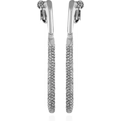 Vince Camuto Silver-tone Glass Stone Linear Drop Clip-on Earrings