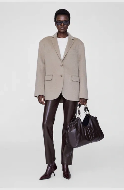 Anine Bing Single-breasted Long-sleeve Blazer In Gray