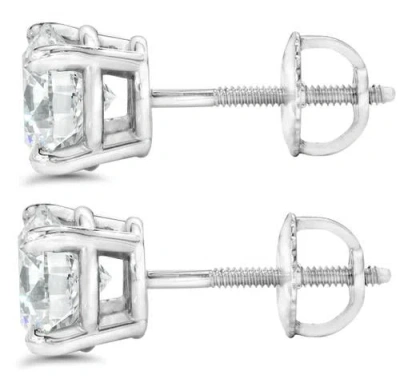Bliss Diamond Certified 2.00ct Tw Diamond Studs Screw Back 14k Gold Lab Grown In Silver